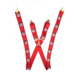 RARE Vintage Red & Green SANTA Claus Suspenders - W Germany HOLIDAY Suspenders